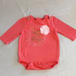 GAP Coral Bodysuit with Heart and Flower Accent